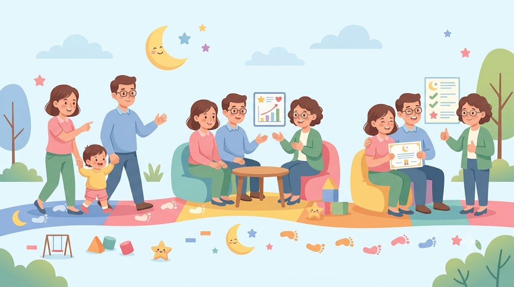 جلسه مشاوره والدین با متخصص رشد کودک